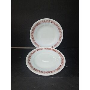 Anchor Hocking 947 Copper Filigree Salad Plates Milk Glass Set Of 2 Vintage